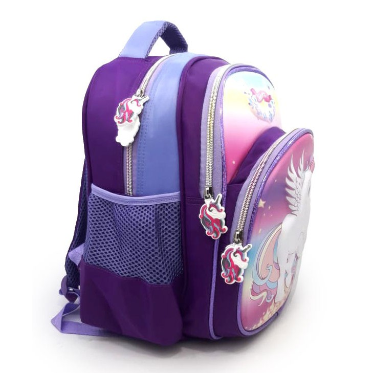 Tas BackPack Anak Sekolah TK Ransel Perempuan Gambar Kuda Pony Love EMBOS SNOW TIMBUL 3Resleting IMPORT