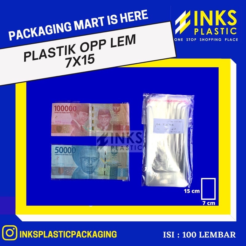 PLASTIK OPP LEM 7x15/PLASTIK OPP UANG (100 PCS)