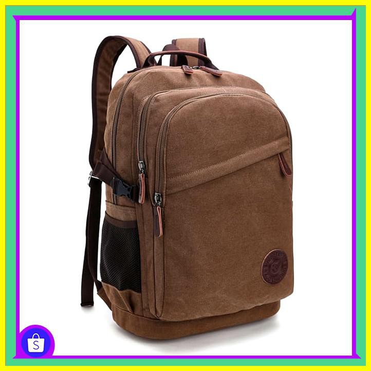 Tas Ransel Pria-Tas Ransel Wanita -Tas Kanvas Pria Import-Tr000671 ori - Cokelat