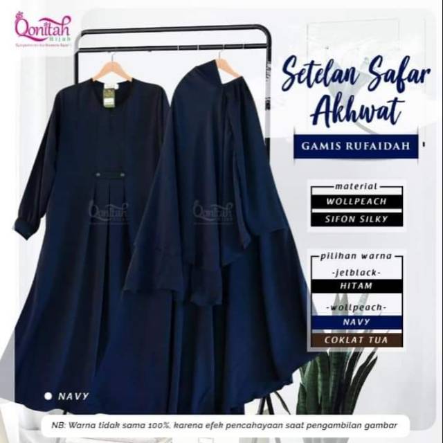 Best Seller PRE-ORDER Gamis Muslimah Rufaidah set Jilbab Safar by Qonitah Hijab