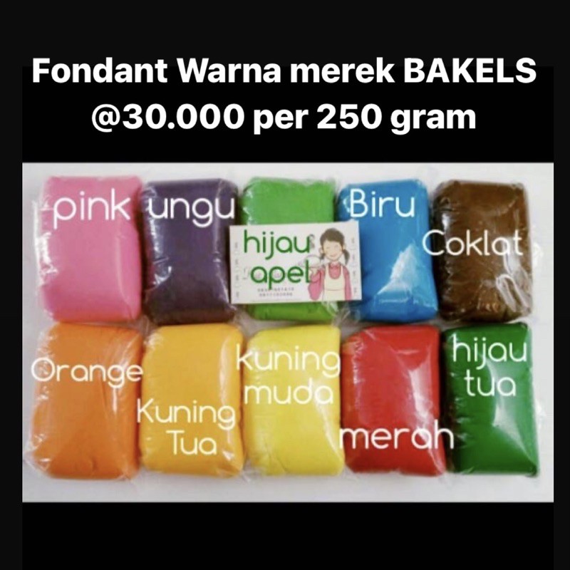 

FONDANT WARNA BAKELS ISI 250 GRAM