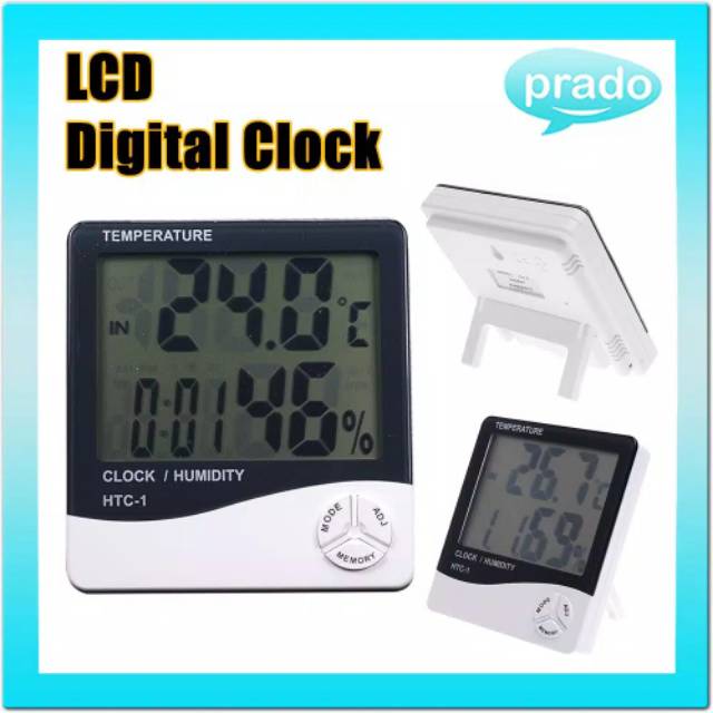 Higrometer HTC-1 Termometer Jam Digital Alat Pengukur Suhu Ruangan