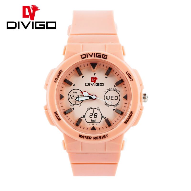 (Cod)Jam Tangan Wanita Fashion Divigo crono3 Water Resist/Anti Air Strap Rubber/Karet(Dikirim Jakarta)