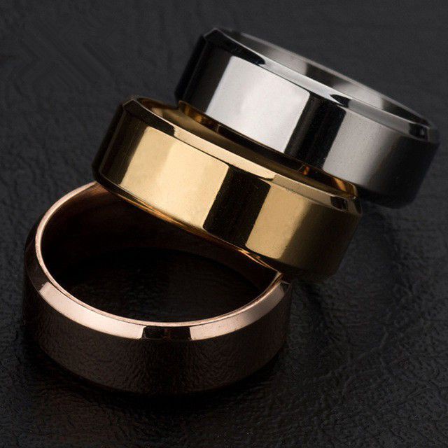 Cincin Pertunangan Dipoles Baja Titanium Keren Fashion Sederhana Untuk Pria dan Wanita