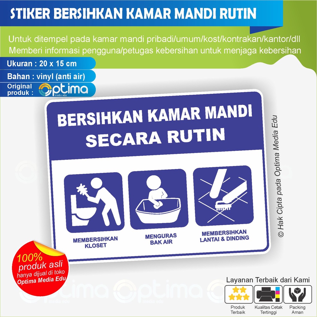 

STIKER PERINGATAN BERSIHKAN KAMAR MANDI SECARA RUTIN