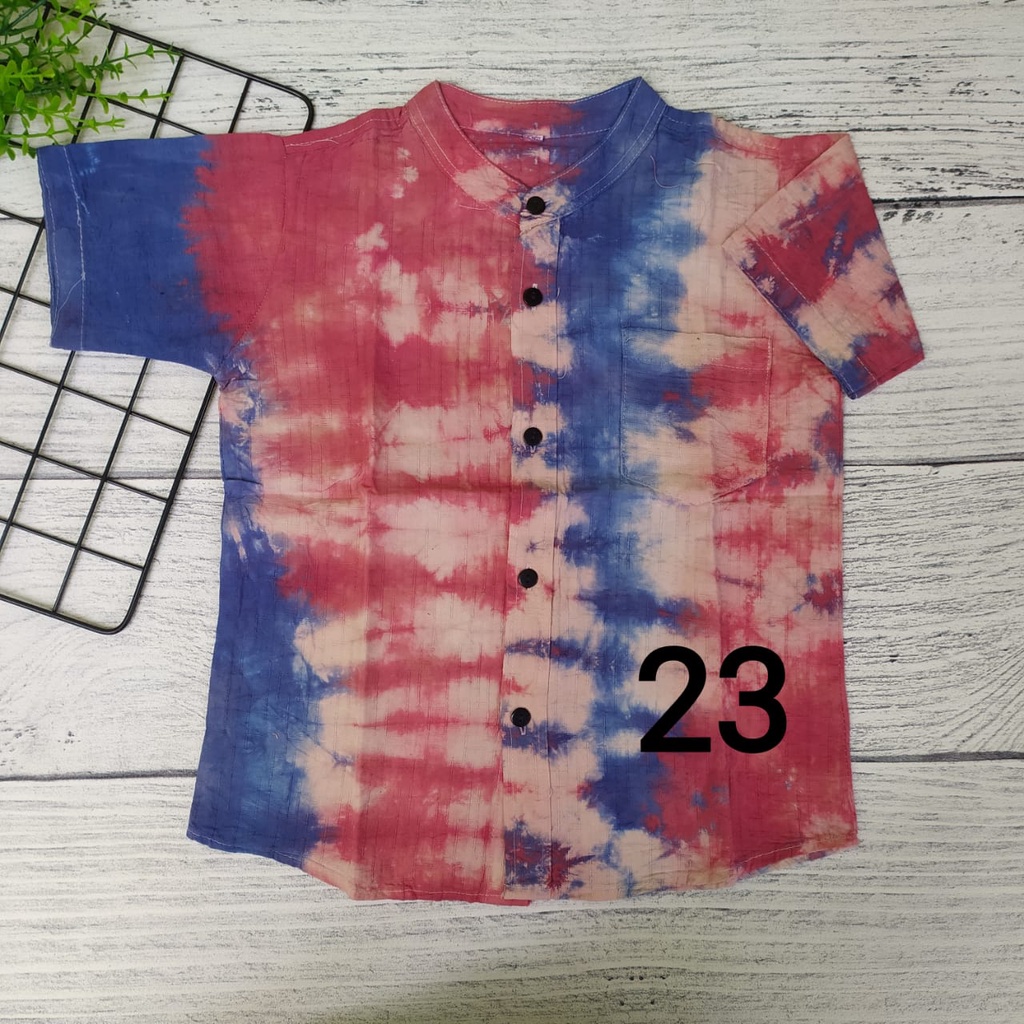 Kemeja Anak Tie dye Lengan Pendek Baju Atasan Anak Laki-Laki Motif Tie dye Terlaris