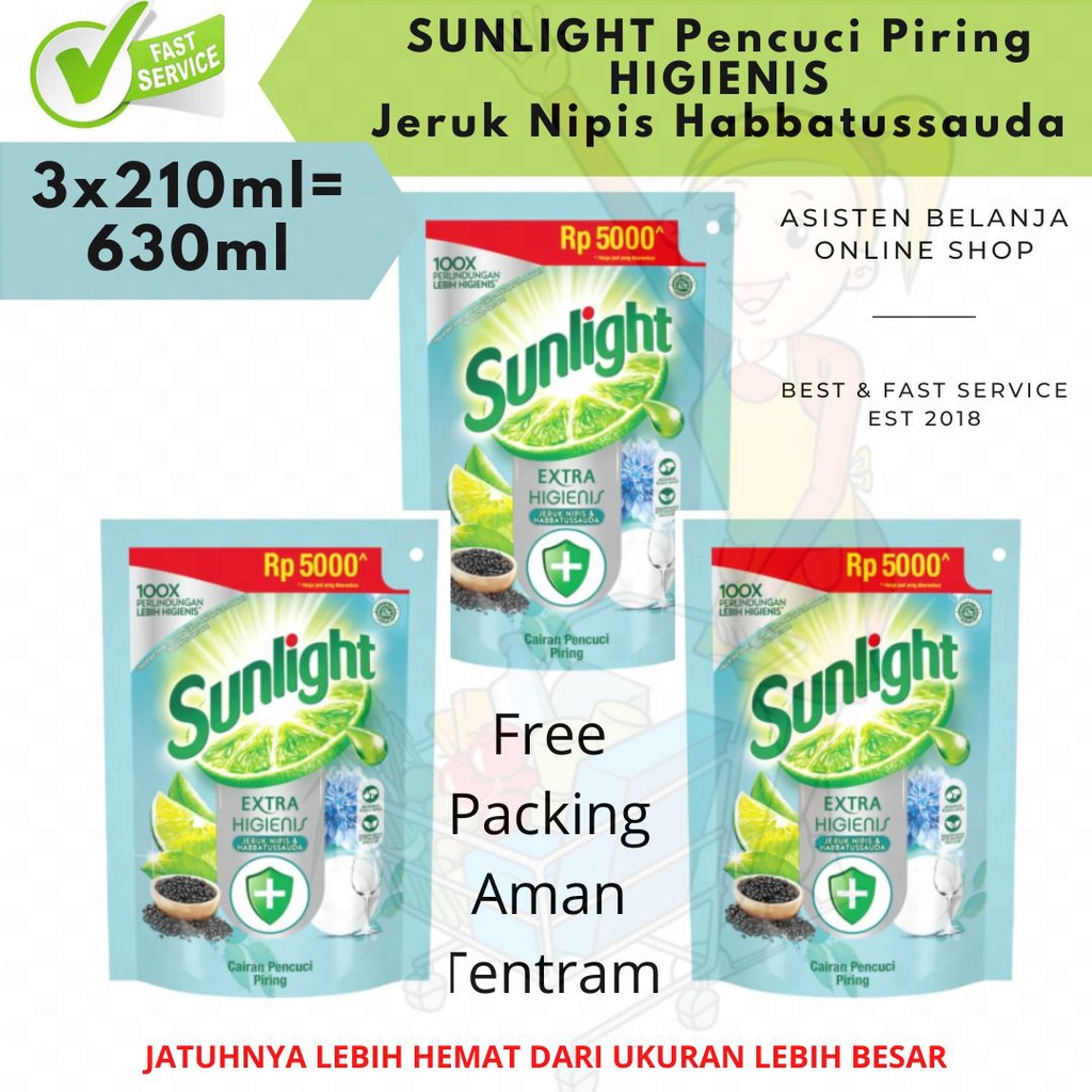 SUNLIGHT Higienis 755ml 755 ml 650ml Jeruk Nipis &amp; Habbatussauda Anti Bakteri