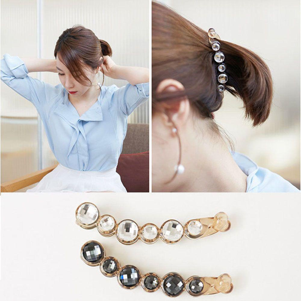 Needway Hair Claw Wanita Gaya Korea Untuk Gadis Lady Aksesoris Rambut Warna Solid Kristal Jepit Rambut