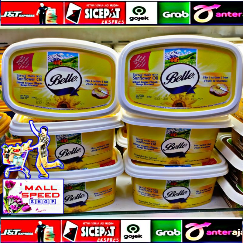 

BELLE Vegetable Fat Spread Butter 250gr - Lemak Oles Nabati new