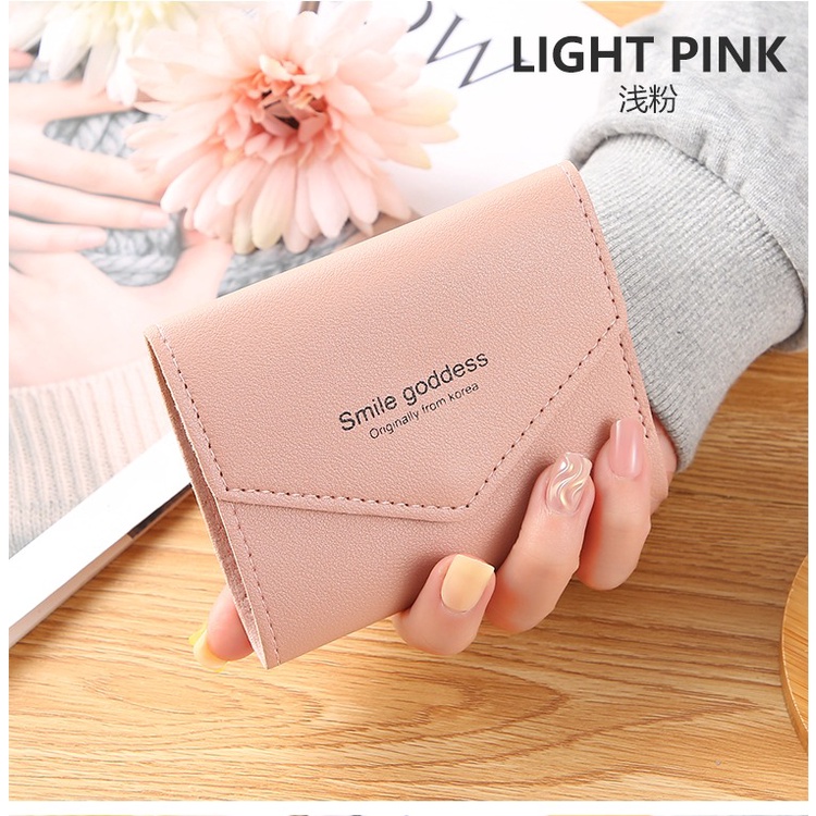 ASIN829 - A16 DOMPET WANITA / DOMPET LIPAT PENDEK WANITA IMPORT-PINK MUDA