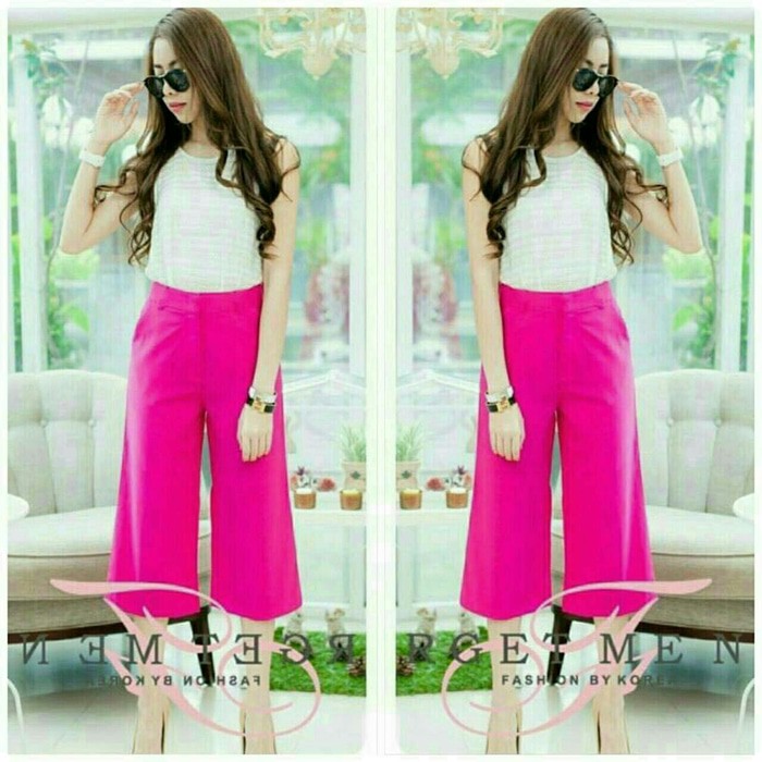 Blessshopping Kulot Scuba tebal pink