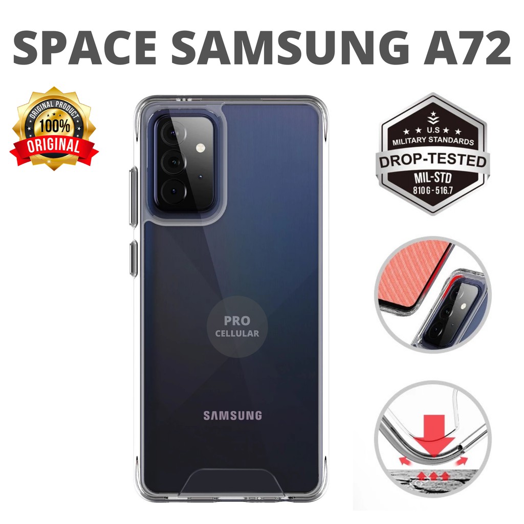 Military Space Case Samsung A72 Ultra Hybrid Clear Casing Soft Bening