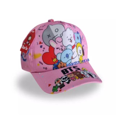 Topi Anak Laki laki Perempuan Motif Karakter BTS Full Sublim usia 3-10 Tahun Masa kini