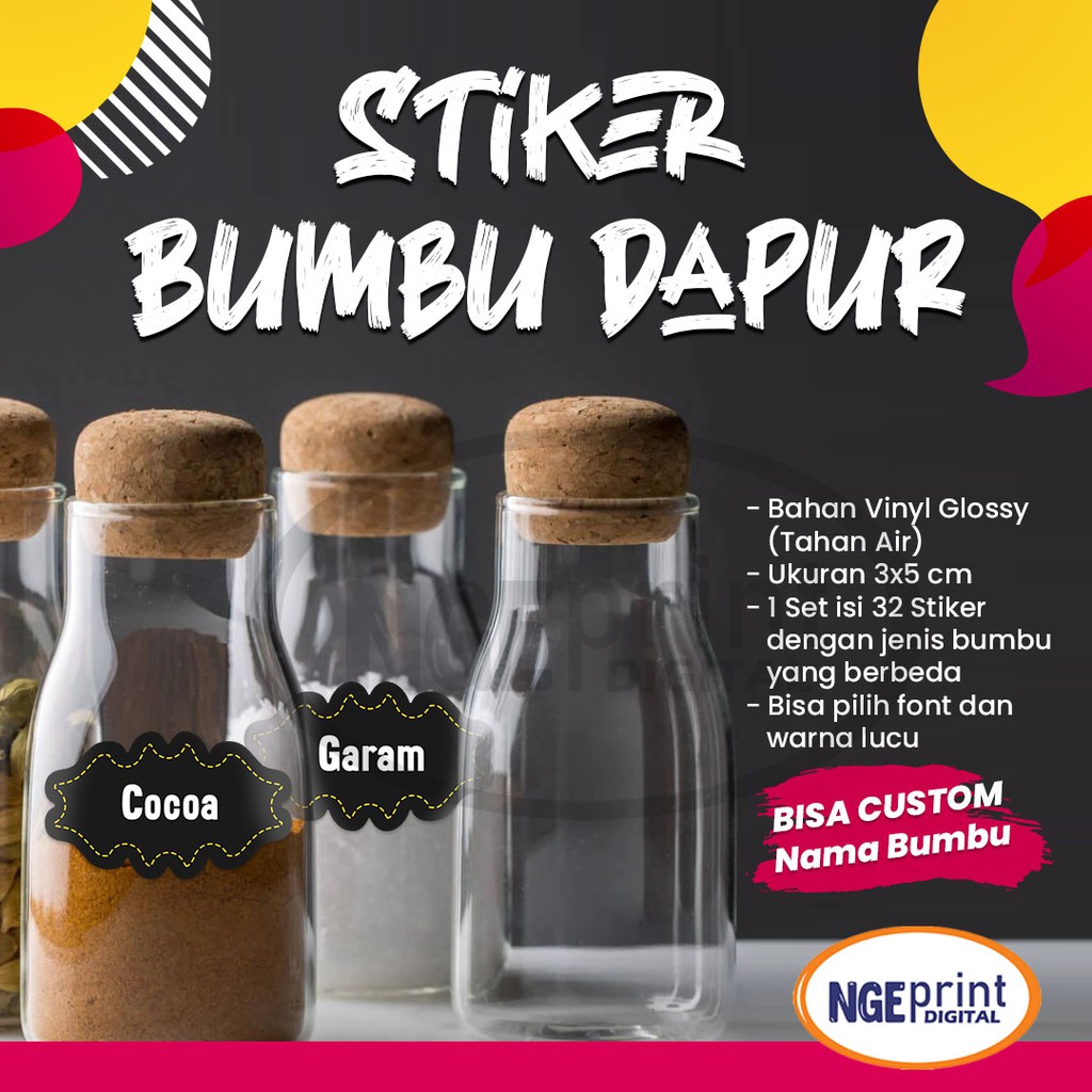  32 PCS STIKER BUMBU DAPUR  STIKER  NAMA LABEL BUMBU  