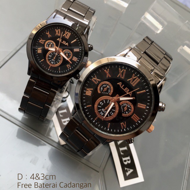 Jam Tangan Couple Rantai Hitam Pasangan