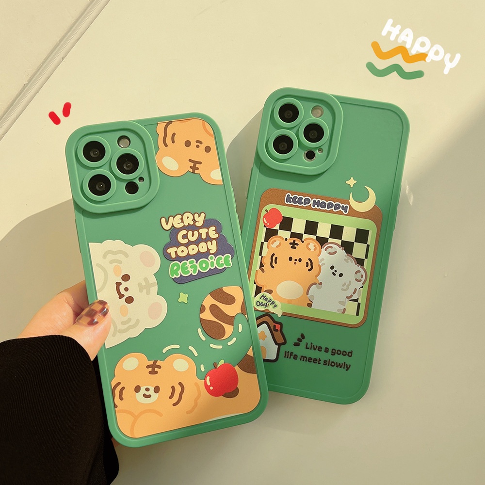 IPHONE Kartun Lucu Tiger Friends Matte Back Case Untuk Iphone7 8 PLUS X XR XS 11 12 13 14 MINI PRO MAX SE 2020 Lembut Silicone Cover