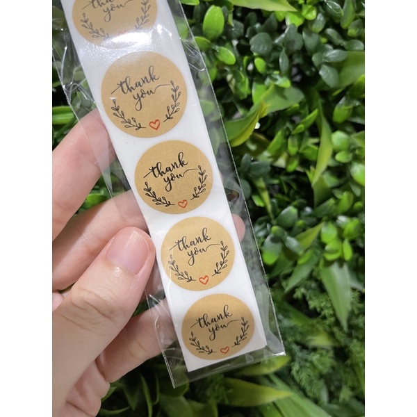 (50pcs) Stiker Thank You Bulat size 2,5cm / Thank You stickers Olshop etc-Simply Kraft Biasa