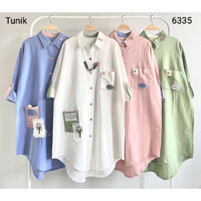 Tunik kemeja katun linen import premium