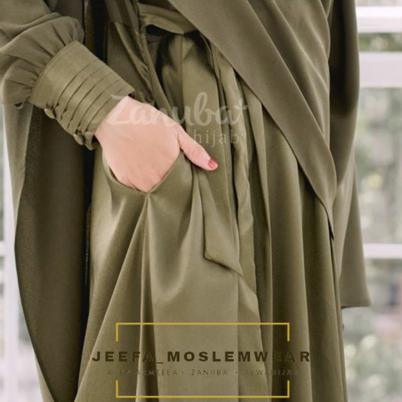 ZANUBA GAMIS SET LUXURY JACQUARD EMBOSS GAMIS PUTIH