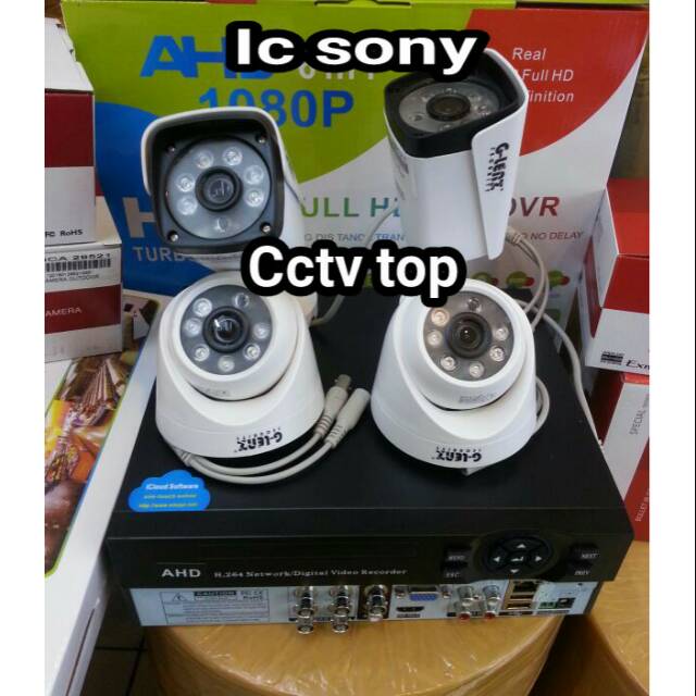 PROMO PAKET CCTV 4 CHANEL IC SONY BRAND G-LENZ 2MP / FULL HD 1080P LENGKAP TINGGAL PASANG