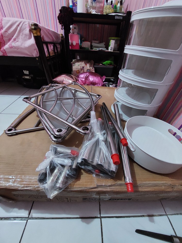 Es Rak Segitiga Rak Peralatan Rumah Rak Serbaguna 6 Susun Rak Dapur Stainless Rak Panci Tingkat Besi