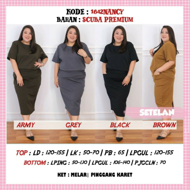 SETELAN ROK JUMBO BIGSIZE MELAR MURAH 1642NANCY