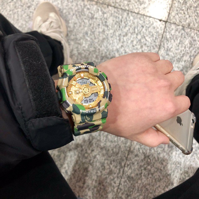 G-shock Limited Edition GShock x BAPE GA-110APE BAPE XXV 25TH GA110 ANNIVERSARY Autolight g shock Analog G shock Bape jam g shock GA 110 men watch G shock Green