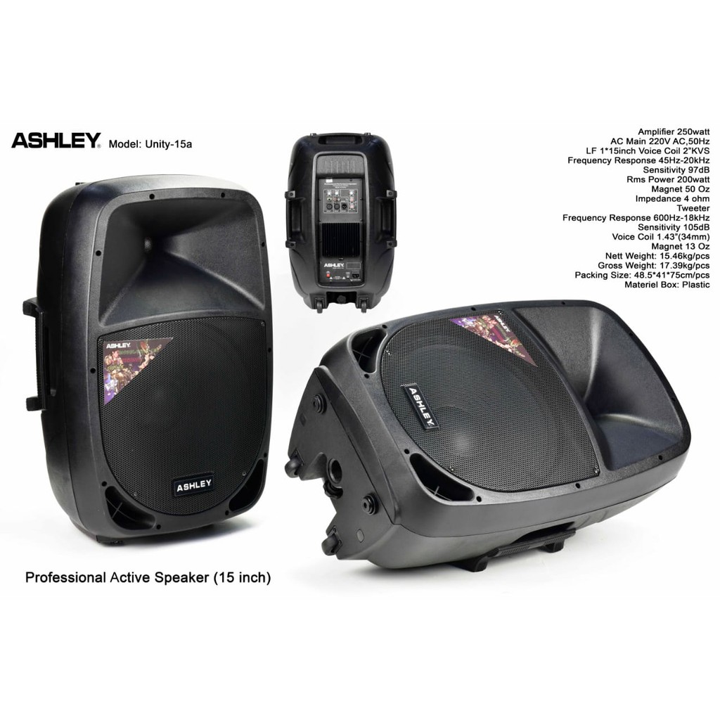 Speaker Monitor Aktif Ashley Unity15a / Unity 15a 15 Inch Power 200watt RMS