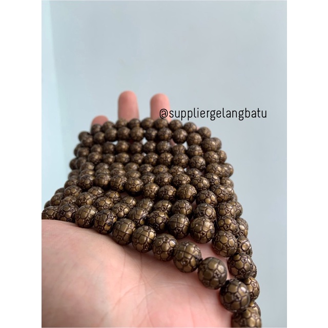 spacer resin bakar bola 10mm bahan craft gelang kalung beads cokelat