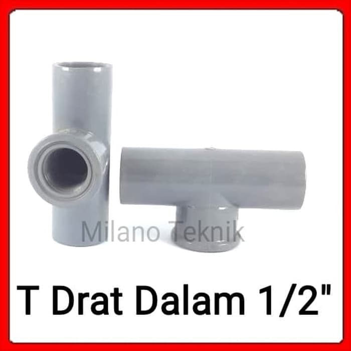 Tee drat dalam 1/2 &quot; inch sambungan pipa pvc 1/2 inch isi 5psc