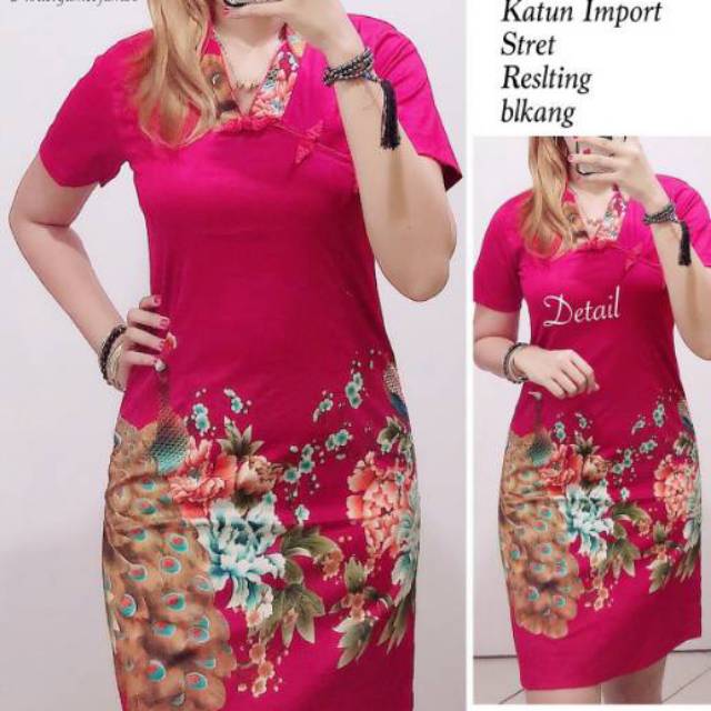 DRESS YUMEI JUMBO KATUN STRETCH / DRESS IDOLA JUMBO / DRESS BIG SIZE MOTIF BUNGA KALEM