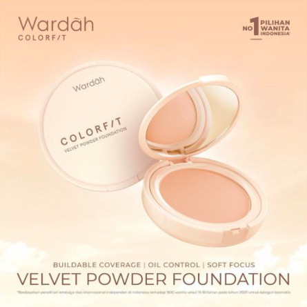 WARDAH COLORFIT Velvet Powder Foundation SPF 20 PA+++ | TWC Bedak Padat