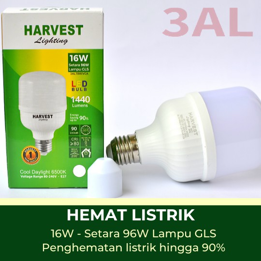 16W - Paket Isi 3 - HARVEST LIGHTING Lampu Kapsul LED T-Bulb 16 watt Lampu Hemat Energi Original Bersertifikat SNI dan Bergaransi