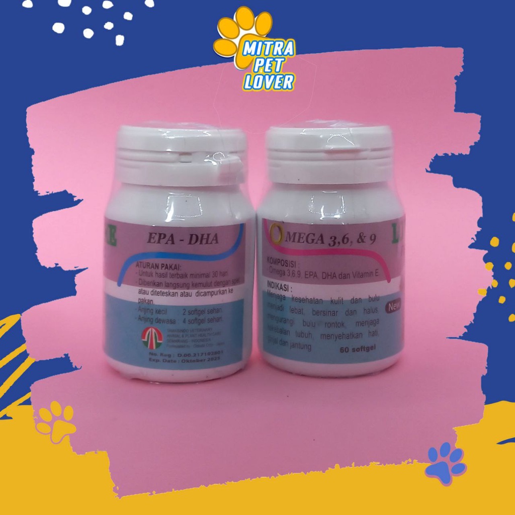 SUPLEMEN PENGGEMUK ANJING - LOVE ME DOG FISH OIL 60 SOFT GEL ORIGINAL -  VITAMIN MINYAK IKAN OMEGA DHA PENGGEMUK ANJING GEMUK SEHAT PET ANIMAL HEALTHCARE AND VETERINARY TAMASINDO OBAT KESEHATAN DAN VITAMIN TERNAK HEWAN BINATANG PELIHARAAN MITRAPETLOVER