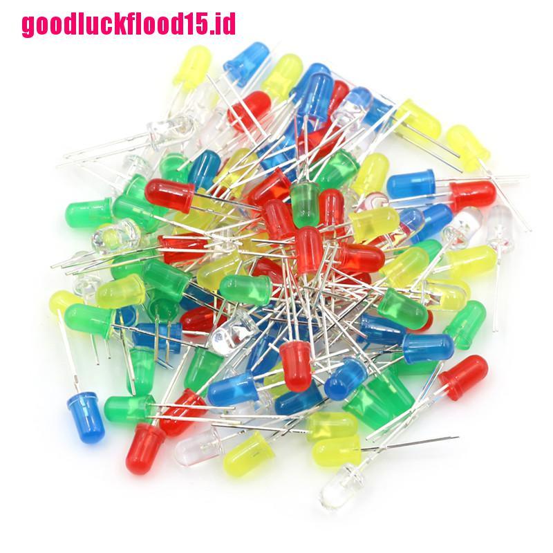 {LUCKID}100Pcs/Set 5mm LED Light Emitting Diodes DC2.5V-3V Red Green White Blue Yellow