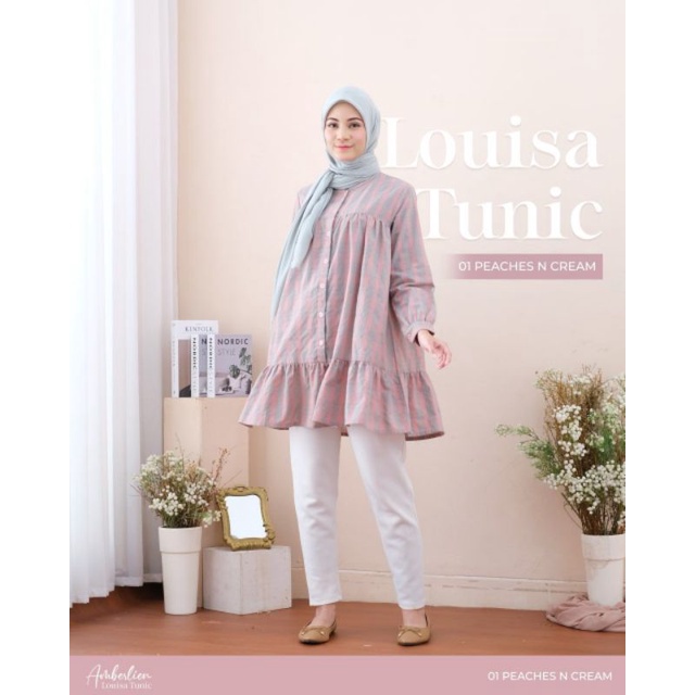 LOUISA TUNIC TERBARU TUNIK BUSUI, BAHAN KATUN HQ, MOTIF KOTAK-KOTAK ORIGINAL BY AMBERLIEN