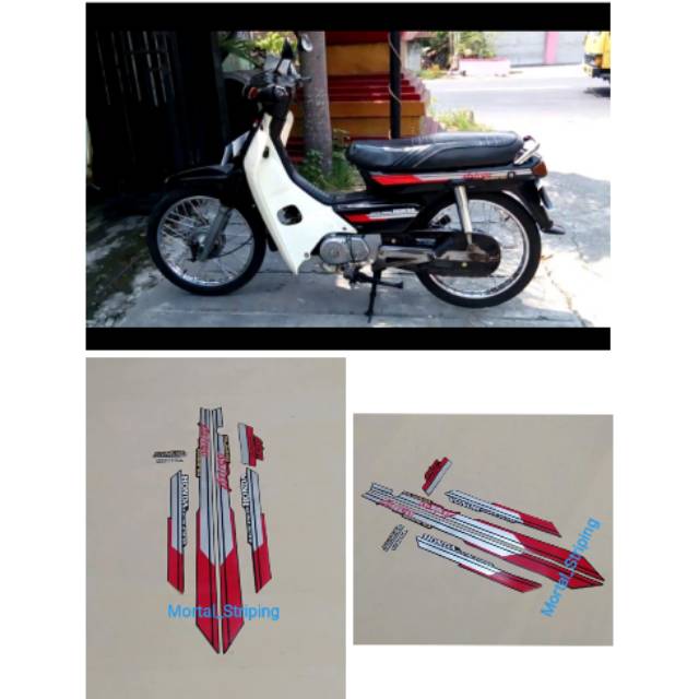 Jual Stiker Striping Lis Body Honda Astrea Grand Bulus Silver Merah Standar Shopee