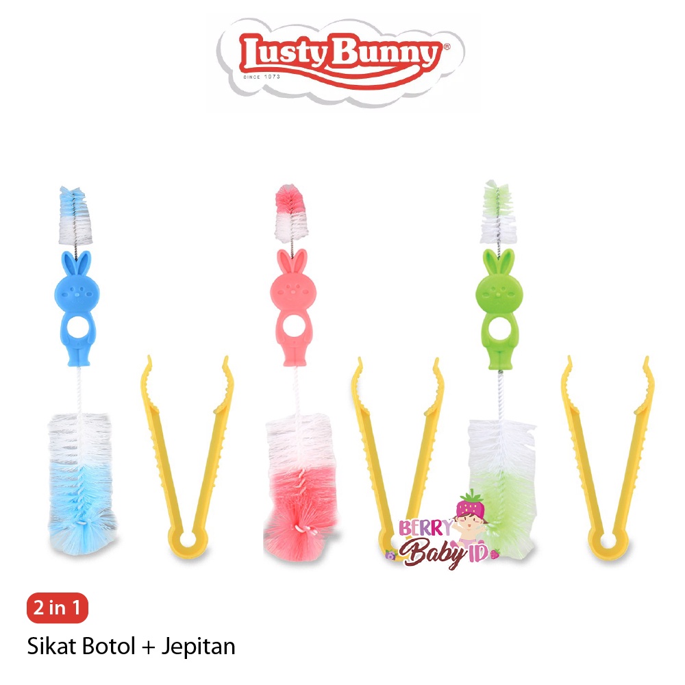 Lusty Bunny 2In1 Sikat Botol Dot + Jepitan Bottle Nipple Brush SK-1002 Berry Mart