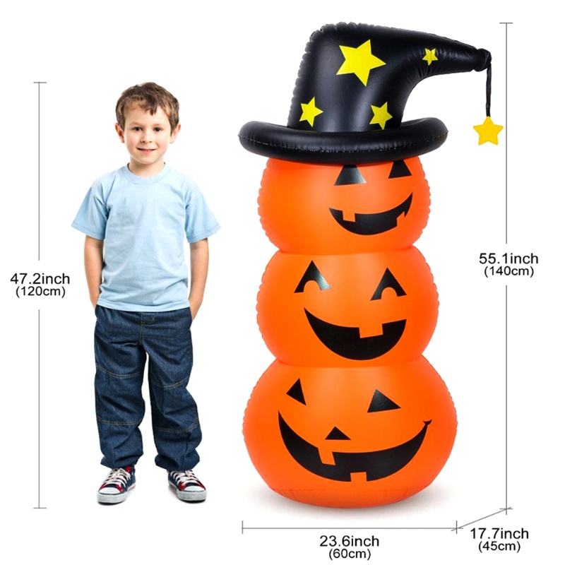 Zzz Balon Tiup Bentuk Labu Halloween Dengan Topi Penyihir 4.5ft Untuk Dekorasi Indoor / Outdoor