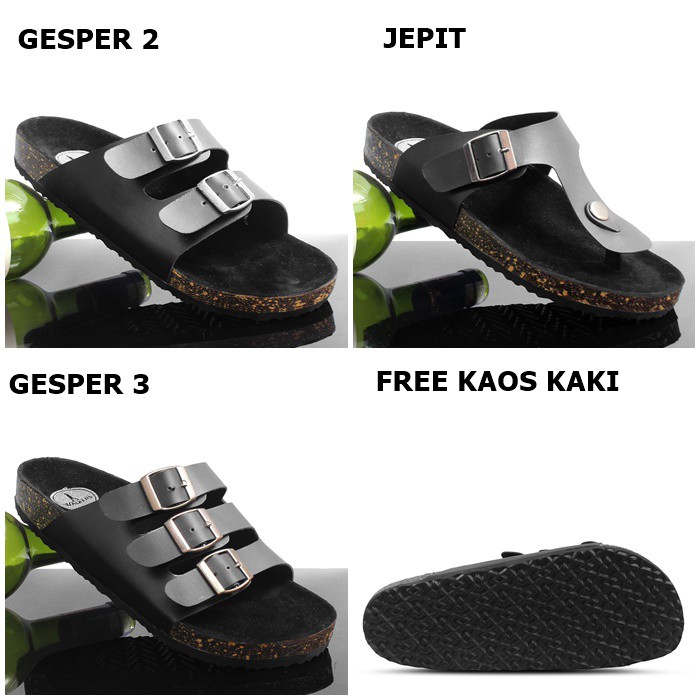 COD SANDAL PRIA WALKERS  BRIKENSTOK HITAM MURAH Shopee 