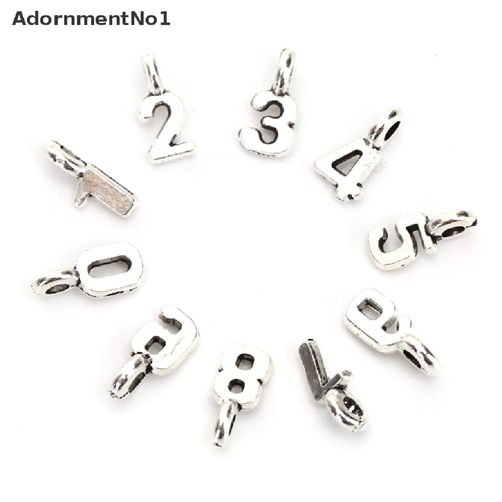 (AdornmentNo1) 10pcs / Set Liontin Bahan Alloy Desain Angka Arab Menarik Untuk Membuat Perhiasan DIY