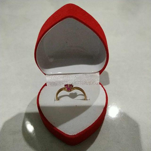 Kotak Cincin Bludru Merah Ring Box Tempat Cincin