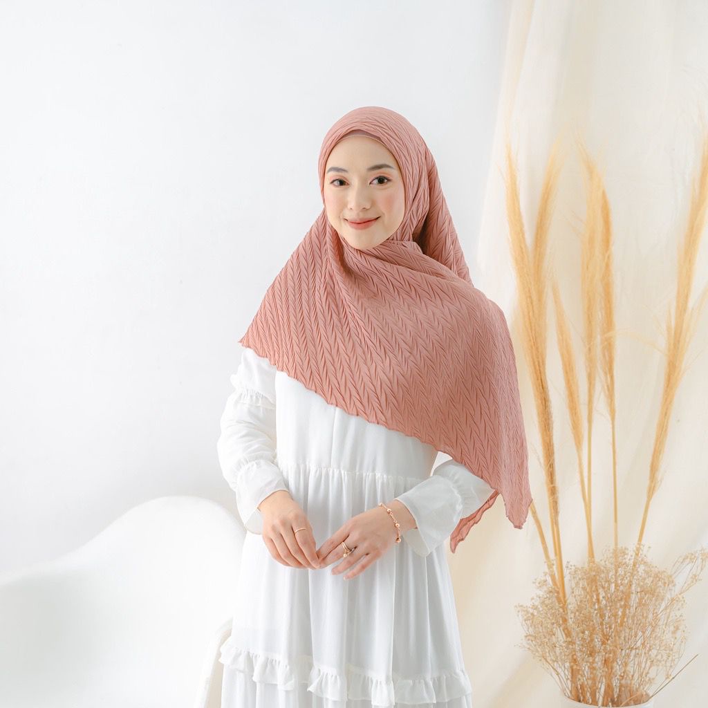 COD //  hijab Segiempat Plisket Padi // Jilbab Segiempat wanita/ pashmina plisket Pasmina plisket ke