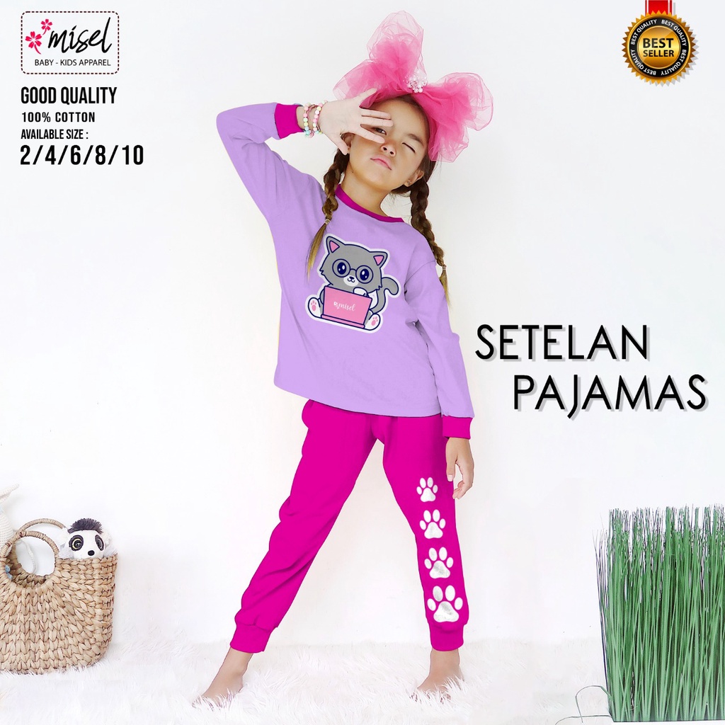 PIYAMA ANAK MEREK LITTLE HERO AND MISEL 2-8 TAHUN BAHAN KATUN SOFT 24'S SABLON RUBBER ANTI PECAH