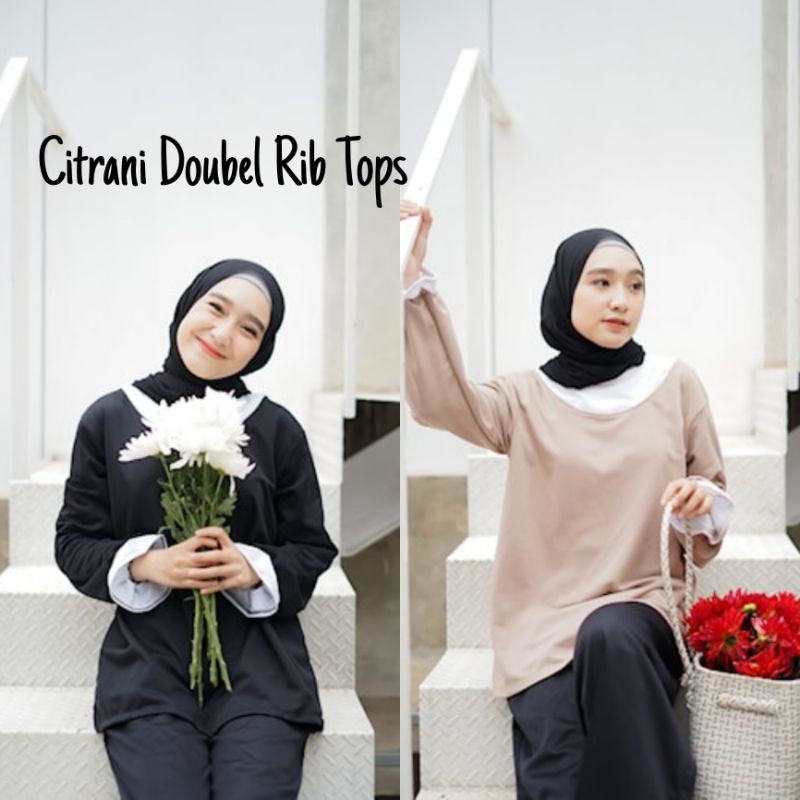 Citrani Doubel Rib Top fashion Korean style wanita Korean style ootd Korean style atasan Korean rib 