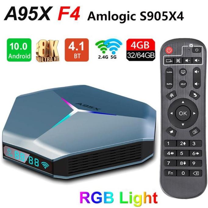 TJbox Android Tv Box A95X F4 Amlogic S905X4 4GB/32GB 8K Android10 USB3