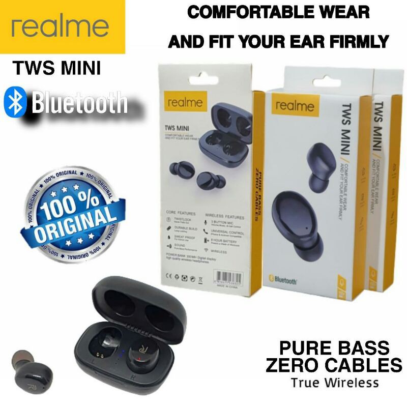 Headset Realme Sport Active Lite True Wireless Stereo Earbuds TWS Super Mini Earphone Bluetooth