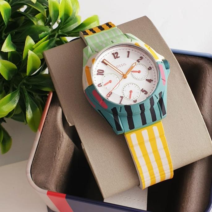Jam Tangan Wanita Merk Fossil ES 4244 Original Rubber Free Yes Star Seller Termurah