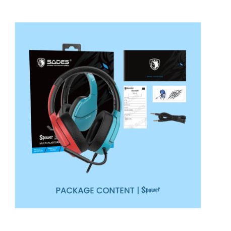 Headset gaming sades wired audio 3.5mm stereo with microphone for nitendo switch ps4 ps5 xbox pc laptop phone vr Spower S-power SA725 SA-725