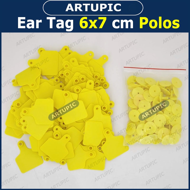 Ear Tag 6x7 cm POLOS ECERAN Anting Eartag untuk Babi Sapi Kambing Murah Plastik bisa jadi Kalung Leher Hewan Domba Kuda Kerbau